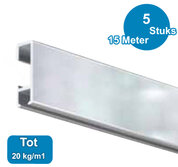 click rail, alu hoogglans, 300 cm, 20 kg/m1, per 5 stuks 05.01308